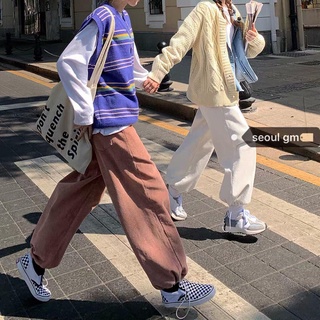 Quần Nhung Tăm Rút Dây Nữ - Jogger trơn cạp chun form rộng dáng suông, thiết kế cổ điển Unisex HOT