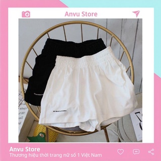 Quần short unisexHOT vải đũi cạp chun thêu chữ siêu HOT [ ANVU STORE QNU13]