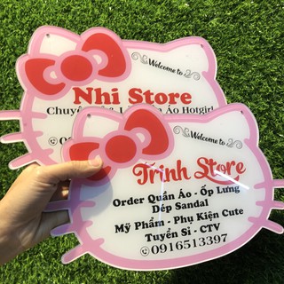 Bảng hiệu shop hình hello kitty_ Bảng hiệu hình mèo hồng_ bảng hiệu shop