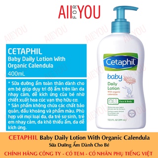 [CHÍNH HÃNG CÓ TEM] CETAPHIL Baby Daily Lotion with Organic Calendula 400mL - Sữa Dưỡng Ẩm Dịu Nhẹ Cho Bé.