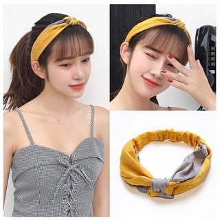 Phụ kiện tóc băng đô turban nữ thắt nút phối màu đan chéo vintage thời trang Hàn Quốc