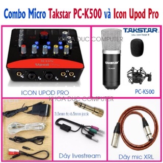 Combo mic thu âm chất lượng phòng thu icon upod pro, mic K500, full phụ kiện bảo hành 6 tháng
