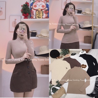 Áo giữ nhiệt lót nỉ lông cổ 3cm cotton dày dặn form to 40-70kg cho nữ Yoome Clothing ( ảnh thật tại shop )