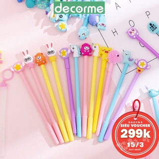 Bút Gel Cute Kiểu dáng hoạt hình động vật dễ thương DecorMe Viết nhiều màu mực đen xanh phụ kiện văn phòng phẩm (lẻ)NBD2