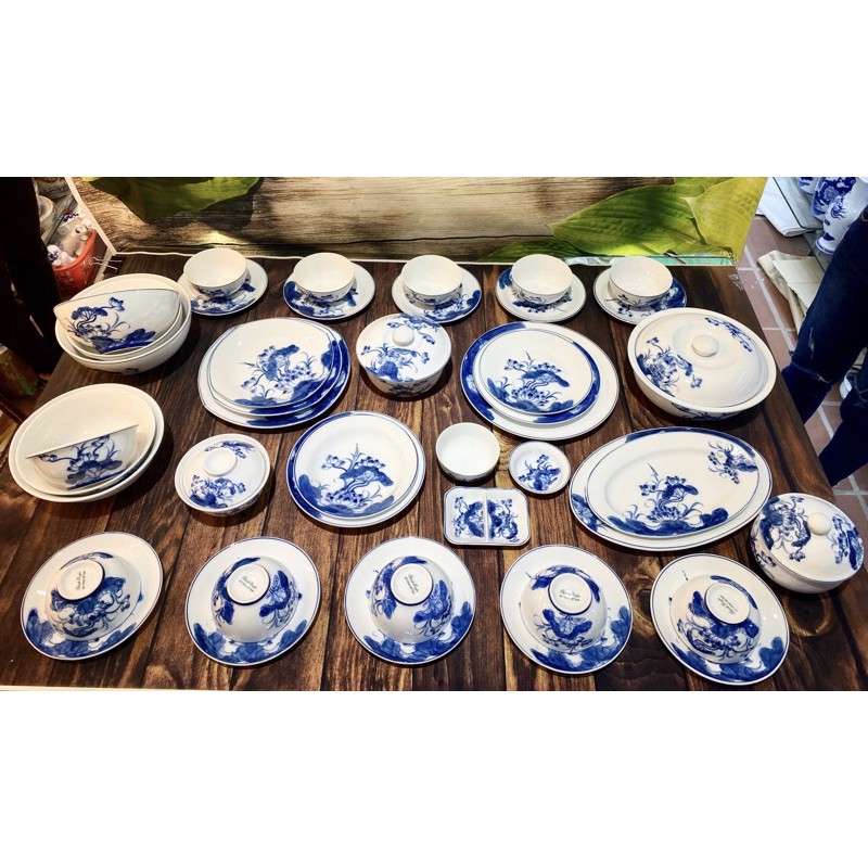 BỘ BÁT ĐĨA VẼ SEN
