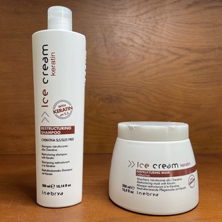 Combo gội và hấp dầu phục hồi dành cho tóc yếu Keratin Inebrya Restructuring Mask 500ml