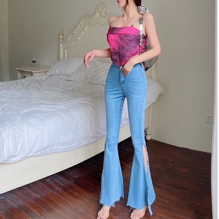 QUẦN JEANS NỮ DÁNG ÔM ÔNG LOE DÁNG DÀI HÀNG NHẬP QUẢNG CHÂU