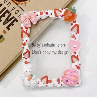 Thẻ nhựa đựng card idol-Toploader decor keo kem dễ thương -Toploader trắng size A7