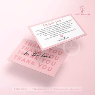 Card Cám Ơn, Card Thank You, Thiệp Cám Ơn - Size 9x5,4cm - Giấy C300 Cán Màng Mờ Màu Hồng Dễ Thương