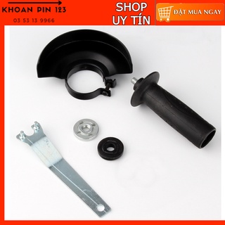 Combo bộ phụ kiện tay cầm phụ, cờ lê, tấm chắn an toàn và cặp mặt bích cho máy mài góc 100mm, máy mài con chuột