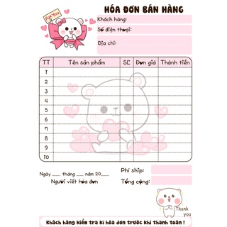 Hoá đơn bán hàng 1 liên dễ thương 10 x 14,5 ngẫu nhiên