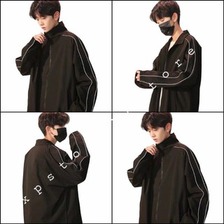 Áo Khoác dù Viền Tay 2 Sọc Phản Quang form unisex (Ảnh thật)