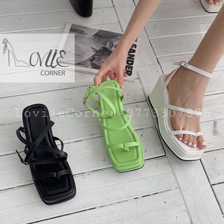 SANDAL ĐẾ XUỒNG LOVIIE CORNER - GIÀY SANDAL NỮ ĐẾ CAO BÁNH MÌ ULZZANG QUAI KẸP NGÓN S220202