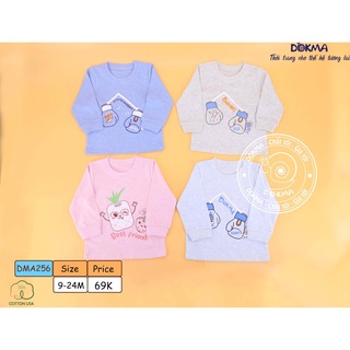 (6-24m) Áo dài tay cổ tròn vải cotton mỏng cho bé - DOKMA
