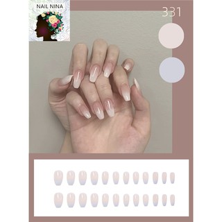 Bộ 24 móng tay giả Nail Nina trang trí nghệ thuật họa tiết màu Ballet trắng mã PD-233【Tặng kèm dụng cụ lắp】