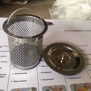 Giỏ Inox Lọc Rác Bồn Rửa Bát( giỏ và nắp đậy)