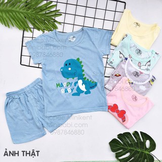 Bộ quần áo cộc tay vải sợi tre mát mềm cho bé 8-15kg
