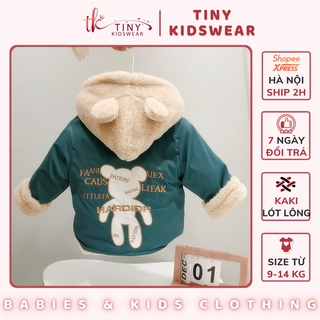 Áo khoác kaki lót lông có mũ trùm siêu ấm cho bé trai từ 9-14kg [TAK2]