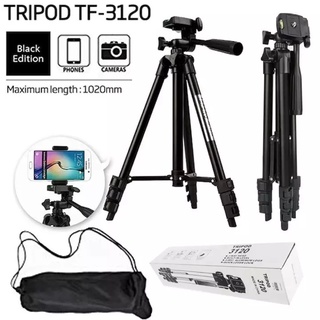 Gậy 3 chân Tripod TF 3120 siêu chắc chắn thân đen tặng remox bluetooth kèm kẹp điện thoại