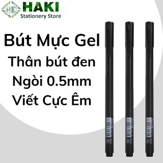 Bút bi mực gel ngòi 0.5mm HAKI màu đen mực đều nét chữ đẹp dụng cụ văn phòng phẩm B57