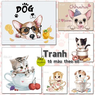 Tranh sơn dầu số hóa tô màu theo số Thú Cưng - Có Khung