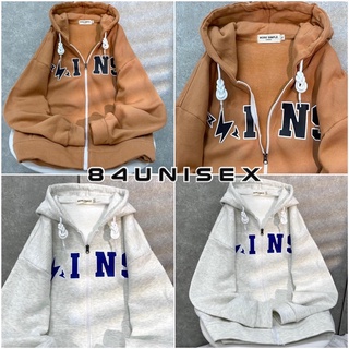 Áo Khoác Hoodie Form Rộng Phối Zip Unisex IN Vải Nỉ Bông Dày Dặn- 84unisex