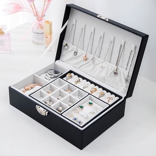 [ Siêu Đẹp ] Hộp đựng trang sức - đồng hồ CỠ LỚN hai tầng bọc da PU có khoá chống trộm
