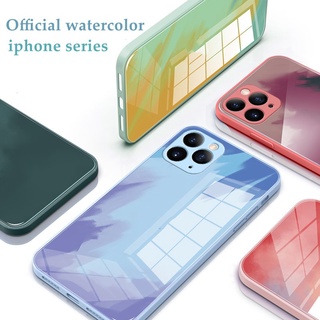 Watercolor Glass Case for IPhone 12 11 X XS Pro Max XR 7 8 Plus 12mini SE2020 Liquid