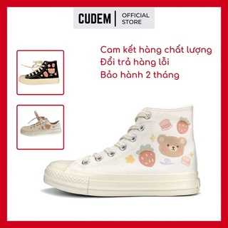 Giày thể thao nữ cổ cao in hình gấu xinh xắn ( Kiểu dáng giày sneaker convers cổ cao )