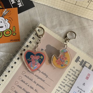 MÓC KHÓA TRONG SUỐT PINK BEAR (ảnh thật) - Tiệm nhà Chun
