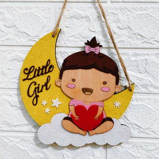 Bảng gỗ trang trí, décor, treo tường OHAY –  Phòng Bé Gái Mặt Trăng  (Tặng móc treo)