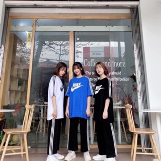 Sét áo chữ ngực tay sọc + quần ba sọc