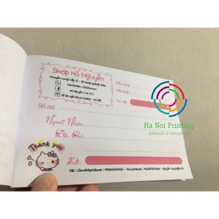 Phiếu ship hàng Hello Kitty in tên shop theo yêu cầu