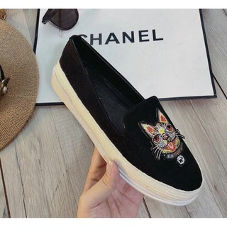 [ FREESHIP 99K ] Giày Slip cói Thêu mèo cực đẹp