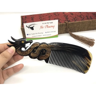 Lược sừng chạm hình Rồng 2 mặt đẹp, sắc nét, làm quà tặng rất ý nghĩa