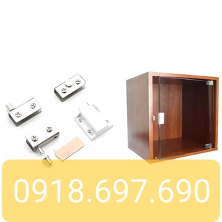 Bộ bản lề inox tủ gỗ nhấn kính 8mm