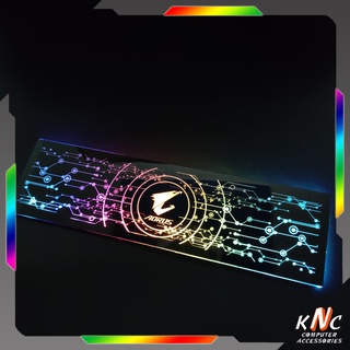 Tấm Che Hộp Nguồn PC, Led 5v ARGB Logo Aorus, Đồng Bộ Hub Coolmoon, Mainboard, Họa Tiết Mạch Điện Công Nghệ
