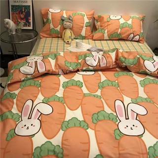 Chăn ga gối cotton poly - Mẫu thỏ carot.