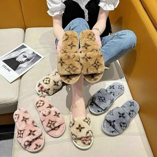 Dép lông đi trong nhà quai ngang LV cao cấpFREESHIPDép bông nữ cao cấp lông thỏ êm chân giữ ấm đi trong nhà