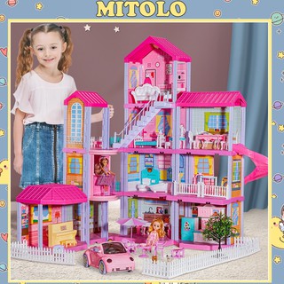 Ngôi nhà búp bê Barbie  Mitolo đồ chơi xếp hình lắp ráp cho bé gái , món quà tặng sinh nhật  556-24