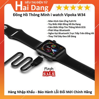 Đồng Hồ Thông Minh, Đồng Hồ Vipoka W34 Cao Cấp Có Tiếng Việt Vòng Đeo Tay Theo Dõi Sức Khỏe- seri iv 2019