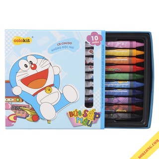 Bút màu sáp 10 màu Thiên Long Colokit Doraemon CR-C04/DO bộ sáp màu tô mỹ thuật an toàn bám giấy