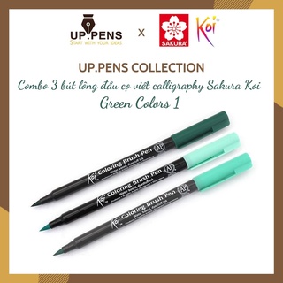 Combo 3 bút lông đầu cọ viết calligraphy Sakura Koi Coloring Brush Pen – Green Colors 1