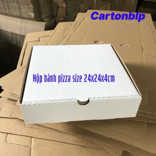 Hộp carton đựng bánh pizza size 24x24x4cm bộ 20 hộp