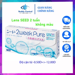 Hộp 6 lens kính áp tròng SEED 2 tuần 2 week Pure không màu độ cận từ 0.5 đến 12