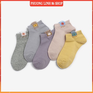 Tất nữ cổ ngắn thấp Phương Linh 86 cotton chống mùi hôi thoáng mát giao màu ngầu nhiên