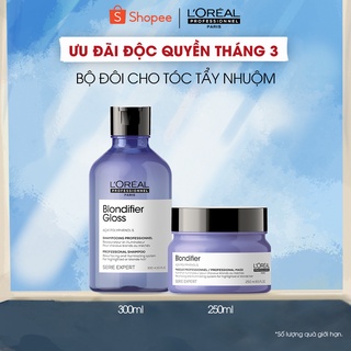 Combo Dầu gội 300ml &amp; Mặt nạ 250ml chăm sóc chuyên biệt cho tóc tẩy L'Oréal Professionnel Serie Expert Blondifier Gloss