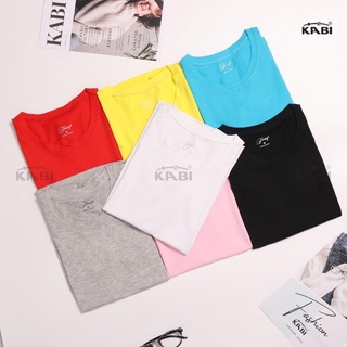 Áo thun tay ngắn nữ KABI áo thun cotton cổ tròn màu trơn form dáng ôm thoáng mát