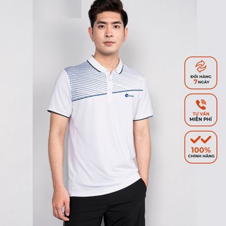 Áo Cầu Lông Nam Livan Sport Năng Động Co Giãn Thoáng Khí Cao Cấp Trắng Chấm Xanh