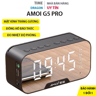 Loa bluetooth không dây đồng hồ Amoi G5 nghe nhạc mini để bàn mặt kính tráng gương